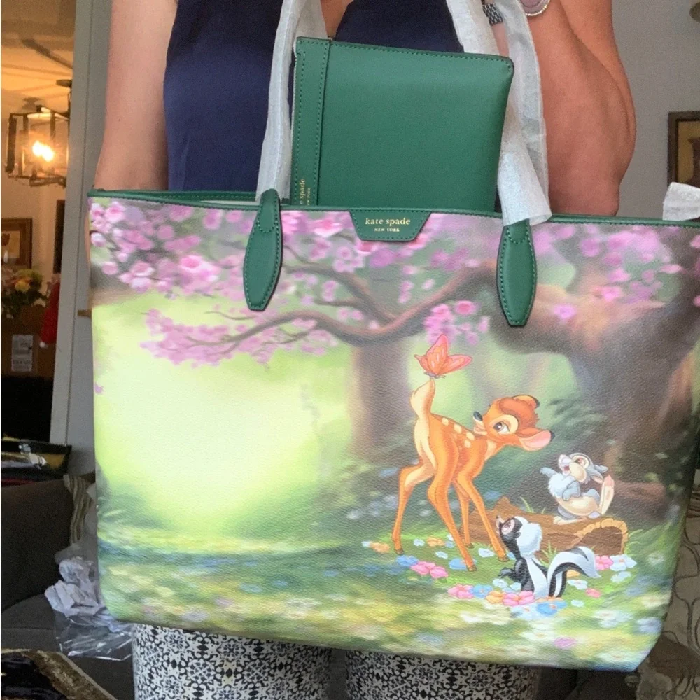 GORGEOUS😍Authentic KATE SPADE Coated leather/smooth leather BAMBI tote/wristlet - Picture 2 of 15